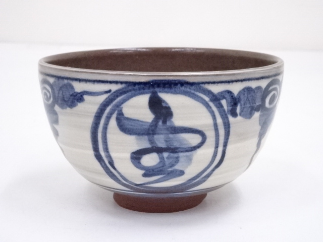 JAPANESE TEA CEREMONY / CHAWAN(TEA BOWL) / KYO WARE / UNDERGLAZE BLUE